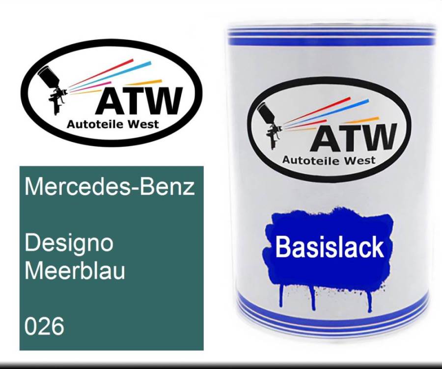 Mercedes-Benz, Designo Meerblau, 026: 500ml Lackdose, von ATW Autoteile West.